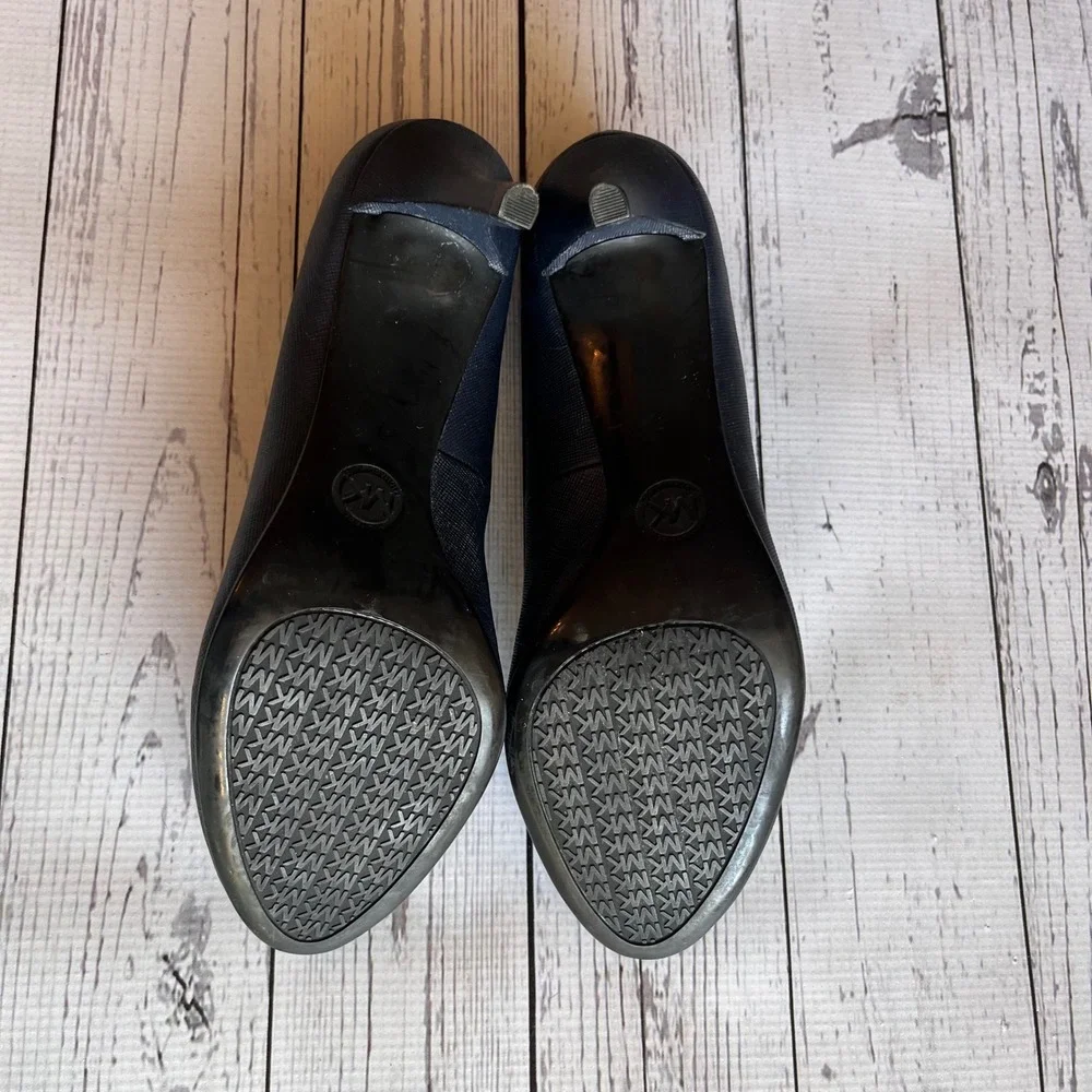 Michael Kors‎ Navy Saffiano Leather Pumps Heels Designer Logo Corpcore Womens 8